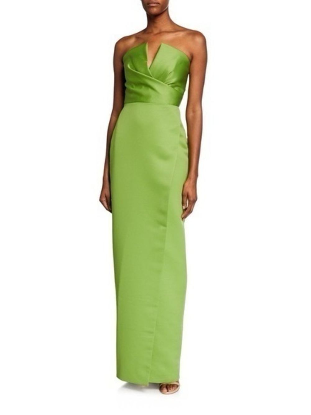 JAYGODFREY Lime Green Strapless Column Gown